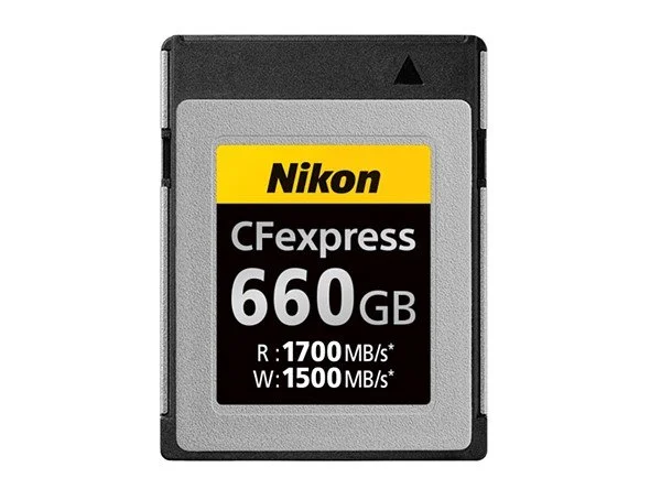 Nikon apreciado CFExpress tipo B cartão de memória com capacidade de 660 GB a 730 dólares