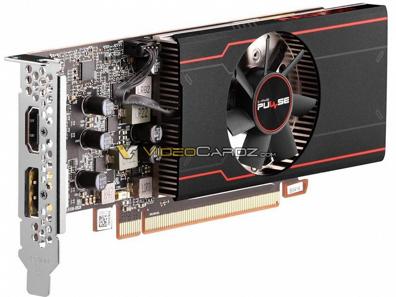 Contro lo sfondo di Gigantic GeForce RTX 3090 TI, è solo una briciola. Appariva immagini di Basso profilo zaffiro Pulse RX 6400