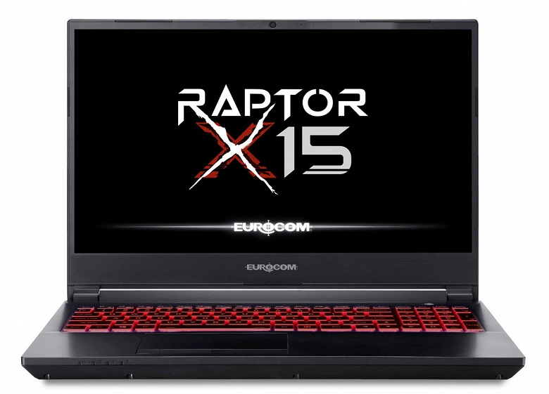 Laptop com um processador de mesa 16-nuclear Intel Core I9-12900K, GeForce RTX 3070 TI e 64 GB de memória. Eurocom Raptor X15.