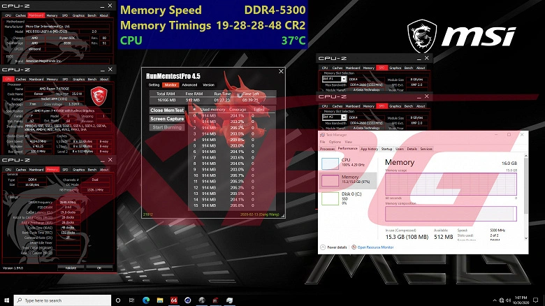 Moduli di memoria XPG Spectrix D50 Xtreme overcloccati a 5300 MHz su piattaforma AMD