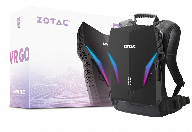 매우 강력한 PC-ryukzak이지만 빈약 한 자율성과 무게는 5kg 이상입니다. ZOTAC VR GO 4.0으로 대표합니다