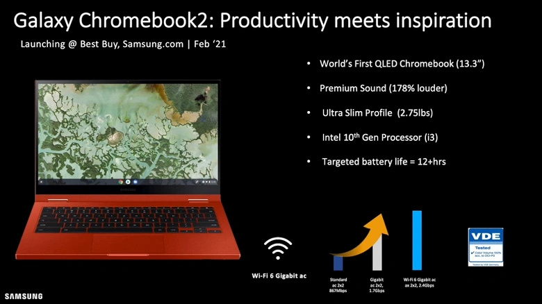 QLED画面を備えた最初のChromebookは、1回の充電で少なくとも12時間実行されます