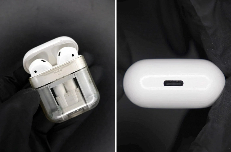 USB-C를 가진 세계 최초의 에어 포드. USB-C를 사용한 iPhone X의 제작자는 헤드폰을 가져 가기로 결정했습니다.