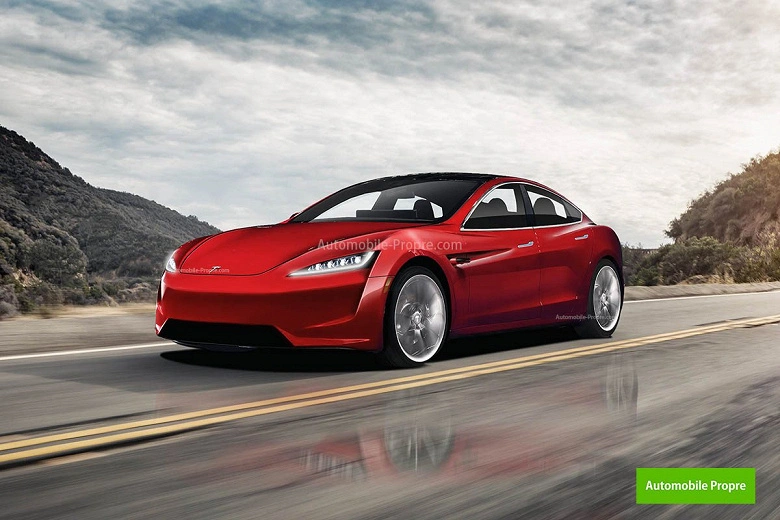 Der Designer zeigte das aktualisierte Tesla Model 3