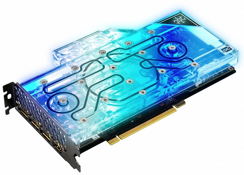 Inno3D GeForce RTX 30 iChill Frostbite 시리즈 그래픽 카드에는 워터 블록이 장착되어 있습니다.