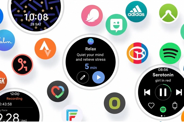 삼성은 Smart Watches에 대한 하나의 UI 시계 인터페이스를 도입했습니다. Google Play의 응용 프로그램 지원 등