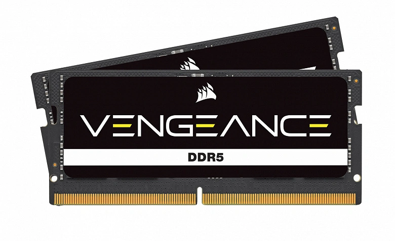 Eine Reihe von Corsair-Rache hat einen Satz von SO-DIMM DDR5-4800-Speichermodulen mit einem Gesamtvolumen von 64 GB aufgefüllt