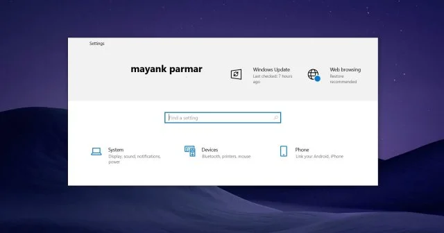 Windows 10 ottiene una nuova opzione "Parametri" dell'applicazione con l'aggiornamento del Sun Valley