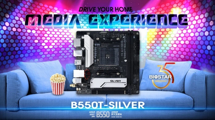 A placa-mãe Biostar B550T-Silver é feita no tamanho mini-ITX