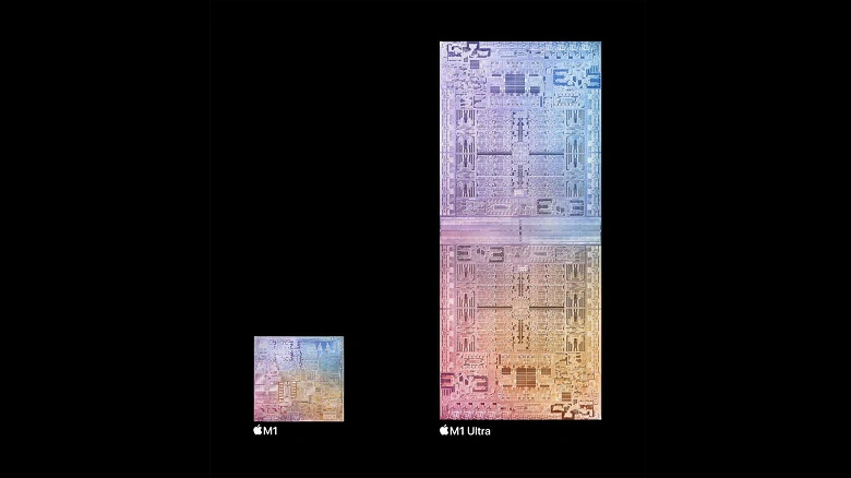 이제 애플만이 그러해 낼 수 있습니다. 최신 SoC M1 Ultra는 114 억 개의 트랜지스터로 구성되어 있으며 그 지역은 M1의 것보다 8 배입니다.