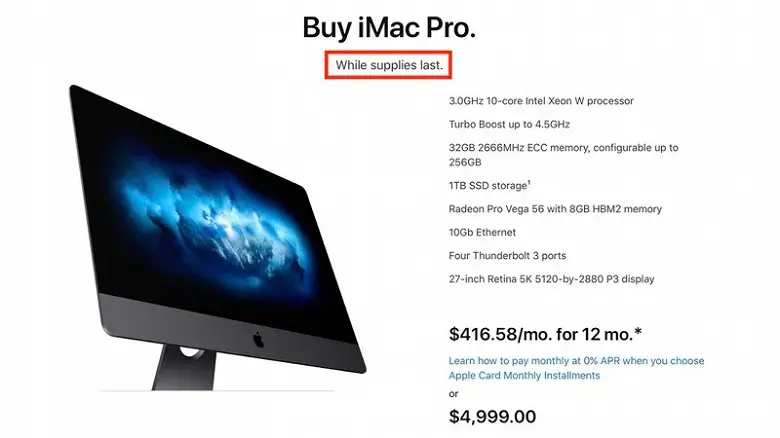 Apple confirme l'arrêt de l'iMac Pro