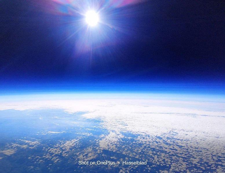 Terra fotos da estratosfera feita na câmara Hasselblad 2.0. OnePlus 10 Pro lançado no espaço