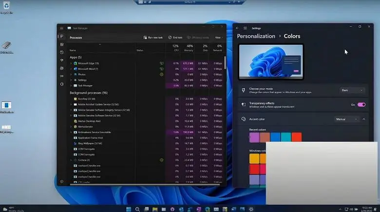 Microsoft a montré une tâche colorée pour Windows 11
