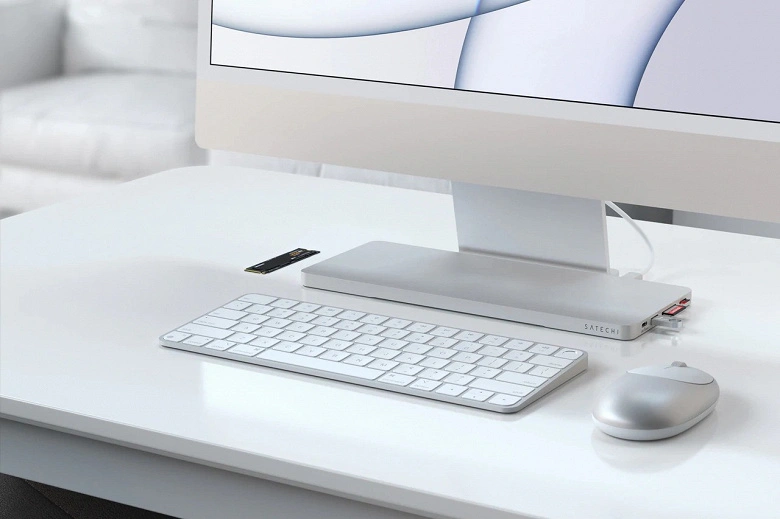 O Satechi USB-C Slim Dock Dochai Dochai está representado, idealmente adequado para o novo iMac