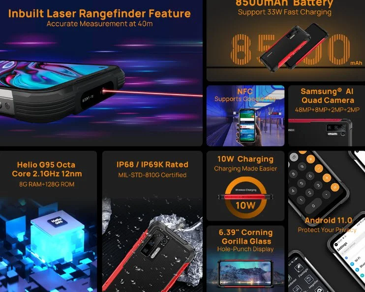 O primeiro smartphone miserável do mundo com um Finder do Finder do Laser de 40 metros O DooGee S97 será disponível com desconto.