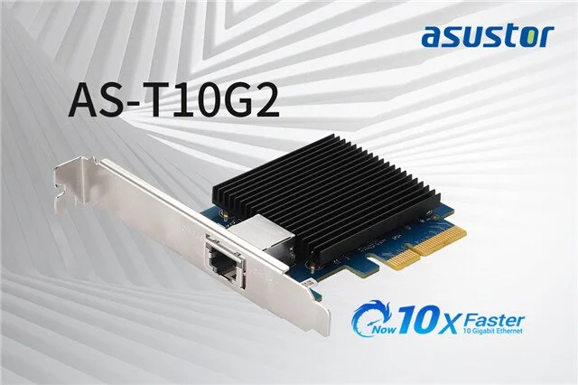 ASUSTOR AS-T10G2ネットワークカードを使用すると、システム構成にポート10 GBEを追加できます。