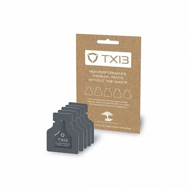 Die Streu-TX13-Thermo-Paste wird von Portionen geliefert, die für eine Anwendung ausgelegt sind.
