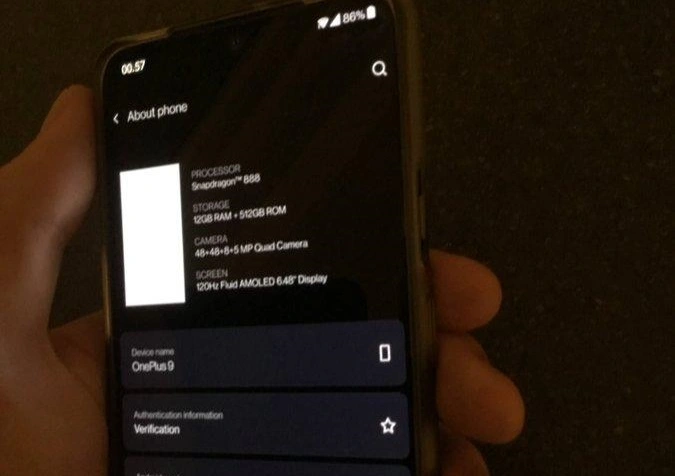 Prima foto dal vivo e caratteristiche di OnePlus 9