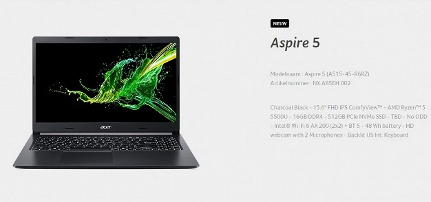 Acer Aspire 5 노트북에서 AMD Ryzen 5 5500U 모바일 APU 발견