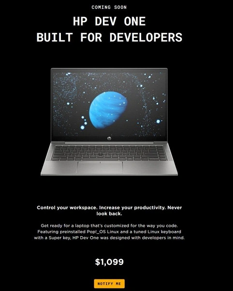 L'ordinateur portable correct afin d'écrire HP Dev One Code sous le contrôle de Linux, conçu pour les développeurs