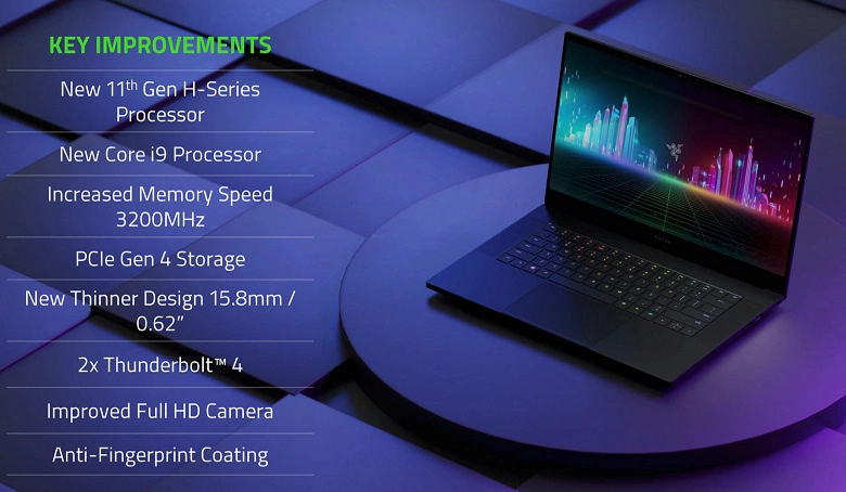 Lâmina atualizada Razer 15 laptop avançado com tela de toque OLED 4K