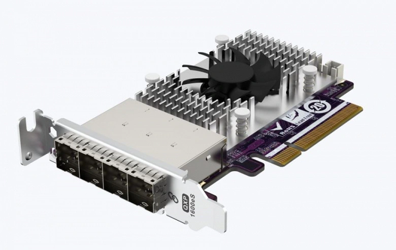 O cartão de extensão QNAP QXP-1600ES-A1164 fornece uma conexão com 16 unidades de interface SATA 6 Gbps.