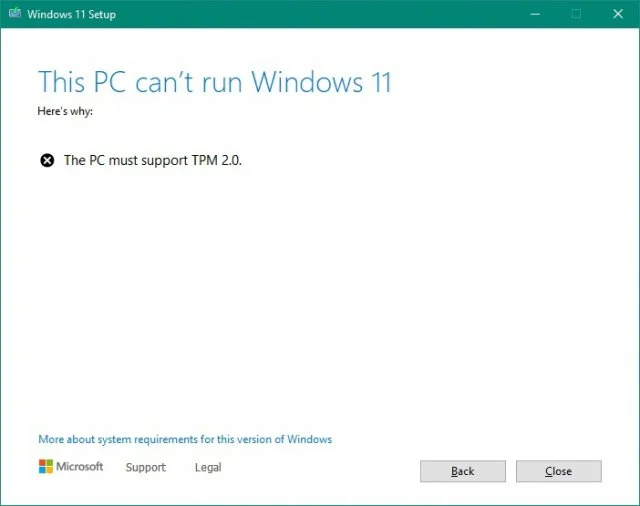 Installazione di Windows 11 Build 21996 senza TPM 2.0