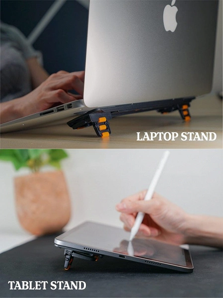 Stand ES Flip Pro vous permet de donner une position de clavier plus pratique, un ordinateur portable ou une tablette