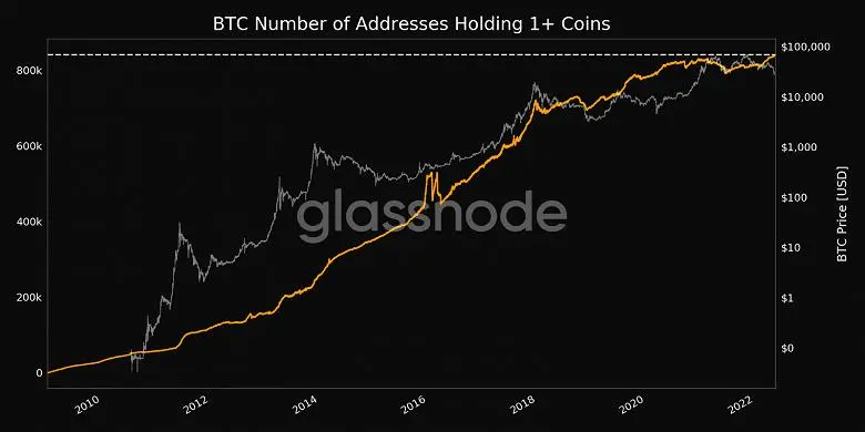 Il numero di indirizzi bitcoin con una o più monete ha raggiunto un nuovo massimo storico