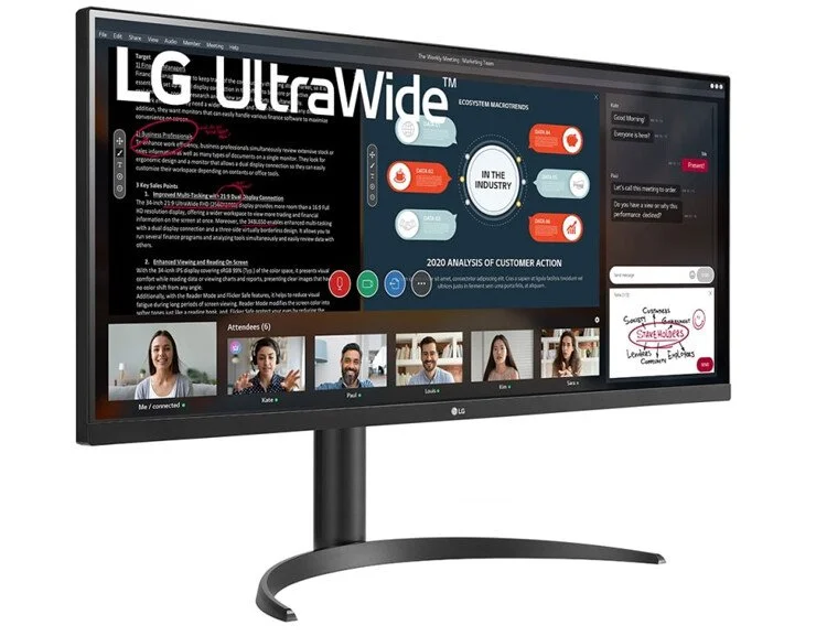 Moniteur présenté LG ULTRAWIDE 34WP550-B avec rapport de format 21: 9 et au coût de 299 €