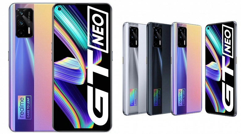 슈퍼 AMOLED, 120 Hz, NFC, 4500 mA • H 및 65 W. 접근법에 대한 Realme GT Neo Flash Edition
