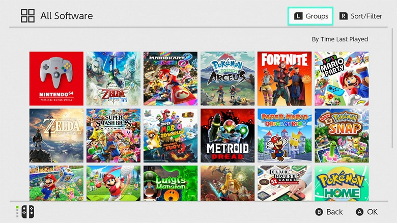 Cinq ans plus tard, les propriétaires de Nintendo Switch ont reçu une fonction de groupement de jeux dans des dossiers