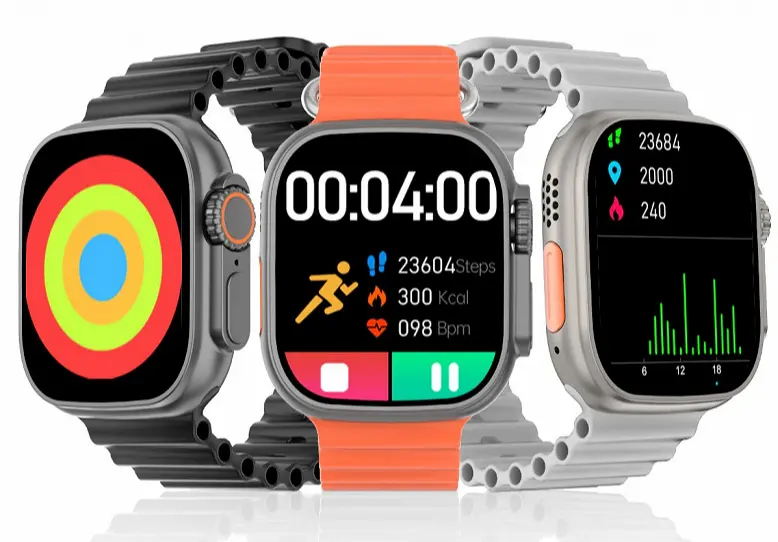 2,1-Zoll-Bildschirm, NFC-, Herzfrequenz- und SpO2-Sensoren, IP68 und Apple Watch Ultra-Design für 33,5 $. Dies ist eine IWO Pro DT8 Ultra+ Smartwatch