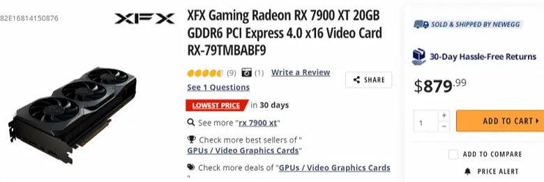 Radeon RX 7900 XT는 이미 권장 가격보다 저렴하게 판매 중입니다.