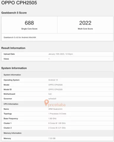 Geekbench enthüllt alle Spezifikationen des OPPO Reno 8T 5G