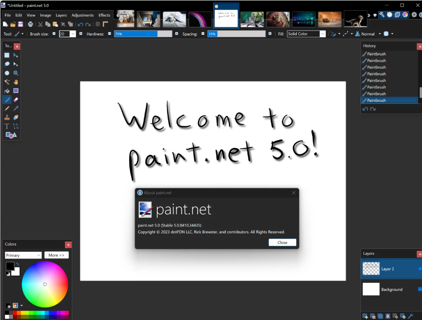 Paint.NET 5 supprime la prise en charge de Windows 8.1 et 7, ajoute la sensibilité à la pression, le rendu GPU, etc.