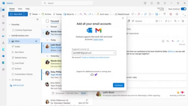 Windows 미리보기용 Outlook은 Gmail 계정을 지원합니다.